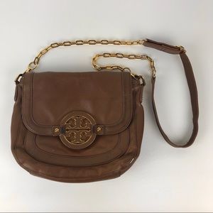 Tory Burch Chain Crossbody Strap Tan Brown Handbag